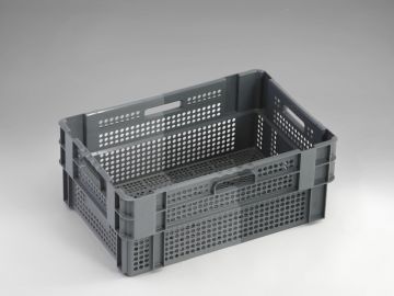 Stack - nestable bin 48 l. 600x400x240 mm perforated 2-grey tones