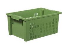 Draaistapelbak, 50 liter, 600x400x270 mm, geperforeerd, groen