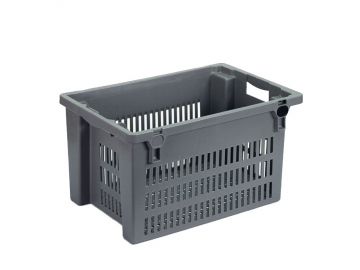 Stack - nestable bin 50 l. 600x400x300 mm perforated dark grey