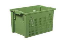 Draaistapelbak, 66 liter, 600x400x350 mm, geperforeerd, groen