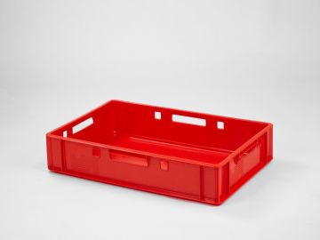 Euronorm kunststof vleeskrat 600x400x125 mm, 25 liter, rood