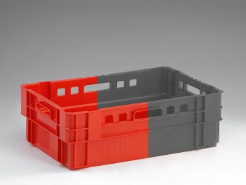 E2 meat crate 38 liter, 600x400x200 red/grey