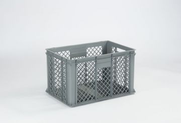 Kunststof cateringbak 600x400x320 mm, 63 liter, geperforeerd lichtgrijs