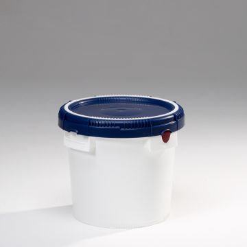 Nestbaar tonnetje 15 liter, wit, met blauw deksel