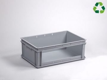 Stackable storage bin 40L open front