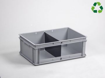Stapelbak magazijn, zwaarlast 40 liter, 2 secties