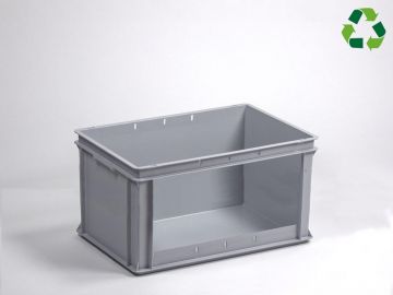 Stackable storage bin 60L open front