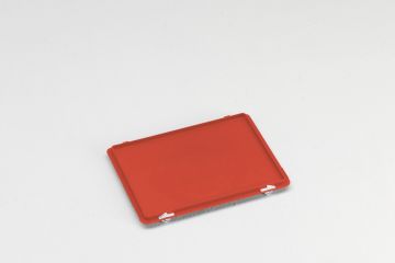 Kunststof euronorm scharnierdeksel 400x300 mm, met snapsluitingen, rood