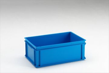 Normbox stackable bin 600x400x220 mm, 40L with closed grips, blue Virgin PP
