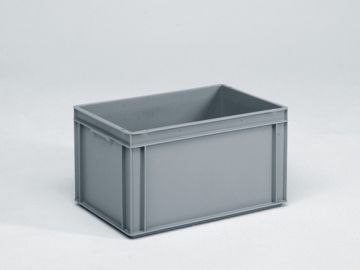 Euronorm stapelbak, Normbox, 600x400x325 mm, 60 liter grijs virgin plastic