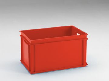 Normbox stackable bin 600x400x325 mm, 60L with open grips, red Virgin PP