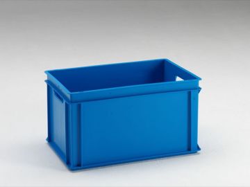 Normbox stackable bin 600x400x325 mm, 60L with open grips, blue Virgin PP