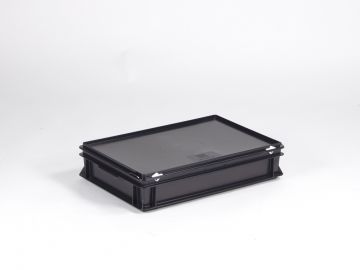 Kunststof kist 20 liter, met afsluitbaar deksel, ESD