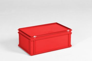 Kunststof kist 40 liter met afsluitbaar deksel rood