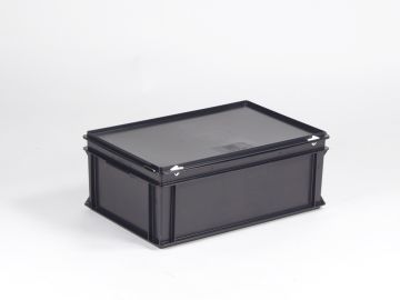 Kunststof kist 40 liter, met afsluitbaar deksel, ESD
