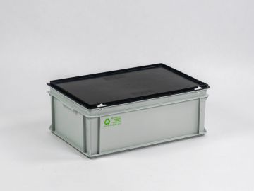 Stacking container 600x400x235 mm, 40L with black lid