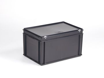 Kunststof kist 60 liter, met afsluitbaar deksel, ESD