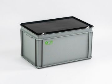 Stacking container 600x400x340 mm, 60L with black lid
