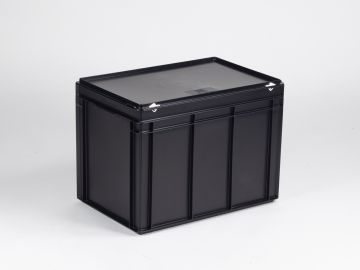 Kunststof kist 90 liter, met afsluitbaar deksel, ESD