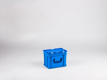 Euroline stackable plastic case, 300x200x235 mm, 9L with one handle PP virgin blue