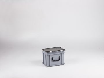 Euroline stackable plastic case, 300x200x235 mm, 9L with one handle PP virgin grey