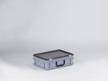 Kunststof koffer 400x300x135 mm met 1 greep, 10 l. grijs, euronorm