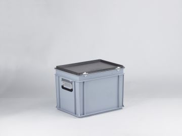Euroline stackable plastic case, 400x300x285 mm, 25L with two reinforced handles PP virgin grey