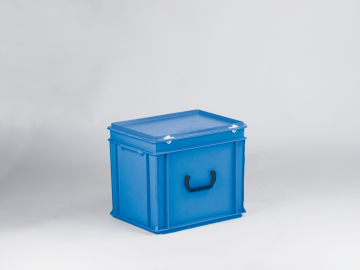 Kunststof koffer 400x300x340 mm met 1 greep, 30 liter, blauw, euronorm