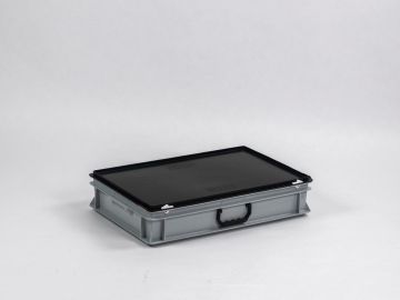 E-line Euroline stackable case, 20L  with one handle PP recycle grey-black