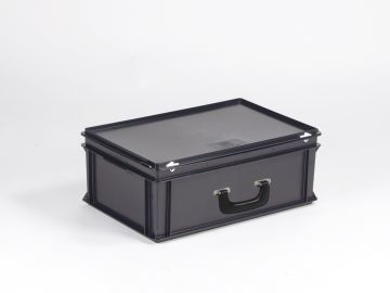 Stapelbare koffer 40 liter 600x400x235, 1 greep, ESD