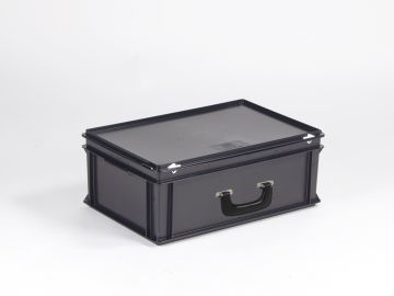 Stapelbare koffer 40 liter, 600x400x235, 1 greep, ESD