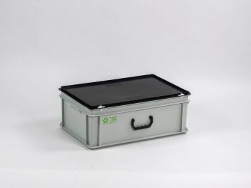 E-line Euroline stapelbare koffer met 1 greep, 40L PP recycle grijs-zwart