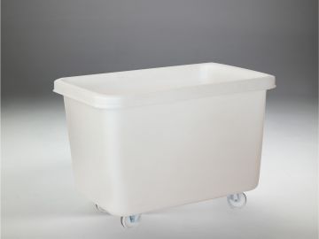Verrijdbare hygiëne grootvolumebak 304 liter, 970x670x710 mm op 4 wielen, naturel