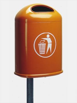 Waste bin 42 L, steel 400x300x600 mm, orange
