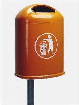 Stalen afvalbak, 470x250x650 mm, 42 liter, oranje