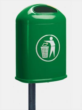 Stalen afvalbak, 470x250x650 mm, 42 liter, groen