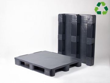 Hygienic pallet, 1200x1000x160 mm on 3 skids HDPE dark-grey