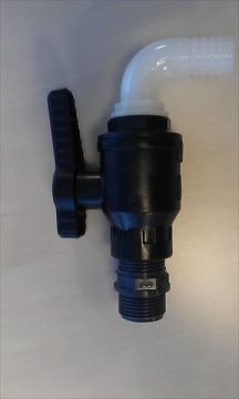 Drain faucet for pallet boxes, 1 inch, unassembled, right-angled discharge