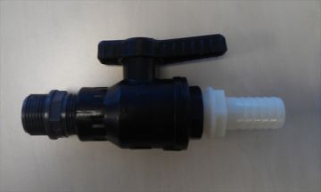 Drain faucet for pallet boxes, 1 inch, with straight discharge