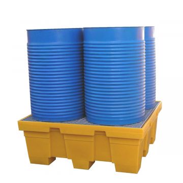 Lekbak 450 liter, voor 4 vaten met gegalvaniseerd rooster