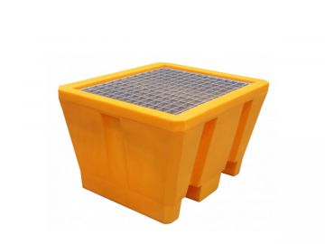 Lekbak 225 liter, voor 1 vat met gegalvaniseerd rooster