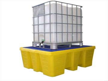 Lekbak 1000 liter, voor 1 IBC met geplastificeerd rooster