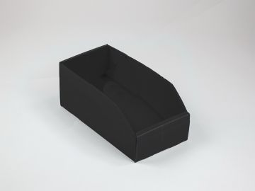 Corrugated plastic warehouse bin 380x180x155/100 mm black set of 25pc
