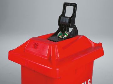 Afvalcontainer, 510x580x1070 mm, 120 liter, met blikpers, rood