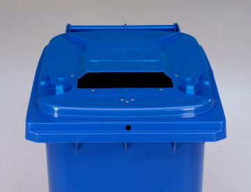 Wheelie bin 240L, with triangular lock and paper slit, blue 