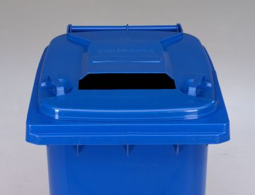 Wheelie bin 240L, with paper slit, blue 