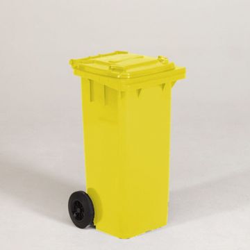 2-wiel afvalcontainer, 480x550x940 mm, 120 l. met deksel, geel