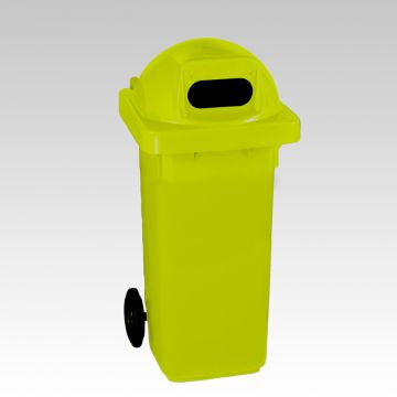 Wheelie bin, 120 L, with round cover and 1 hole, yellow