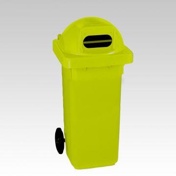Wheelie bin, 120 L, with round cover and fissure, yellow