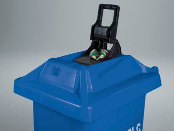 Wheelie bin 120 L, with can crusher, blue 